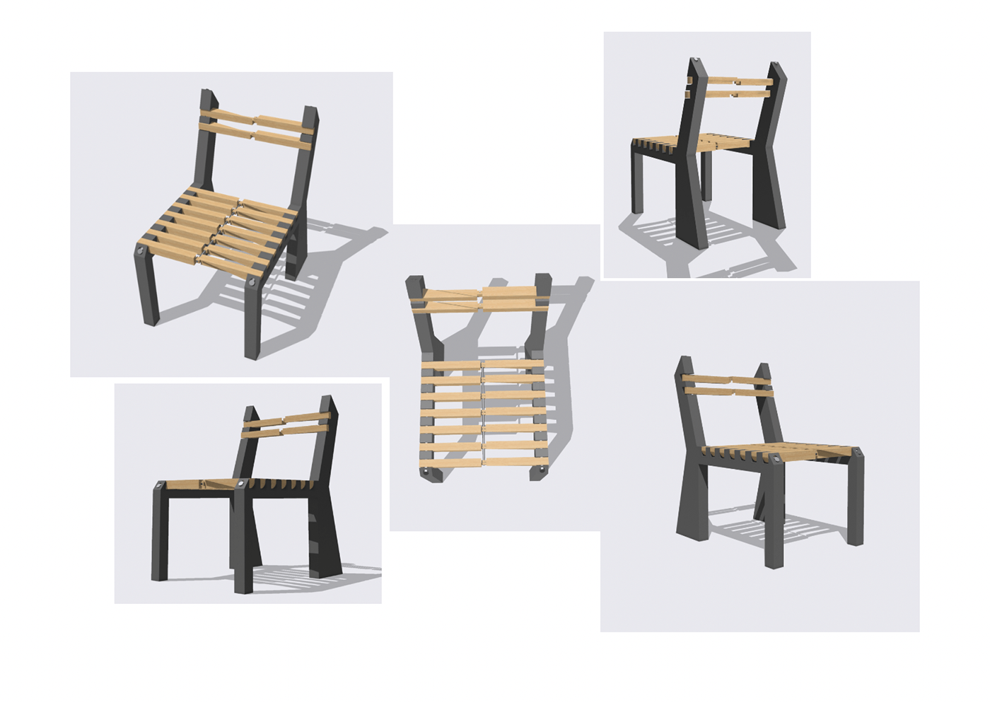 product design  space saving Foldable wooden furniture chair statement design smart solution 3d modeling