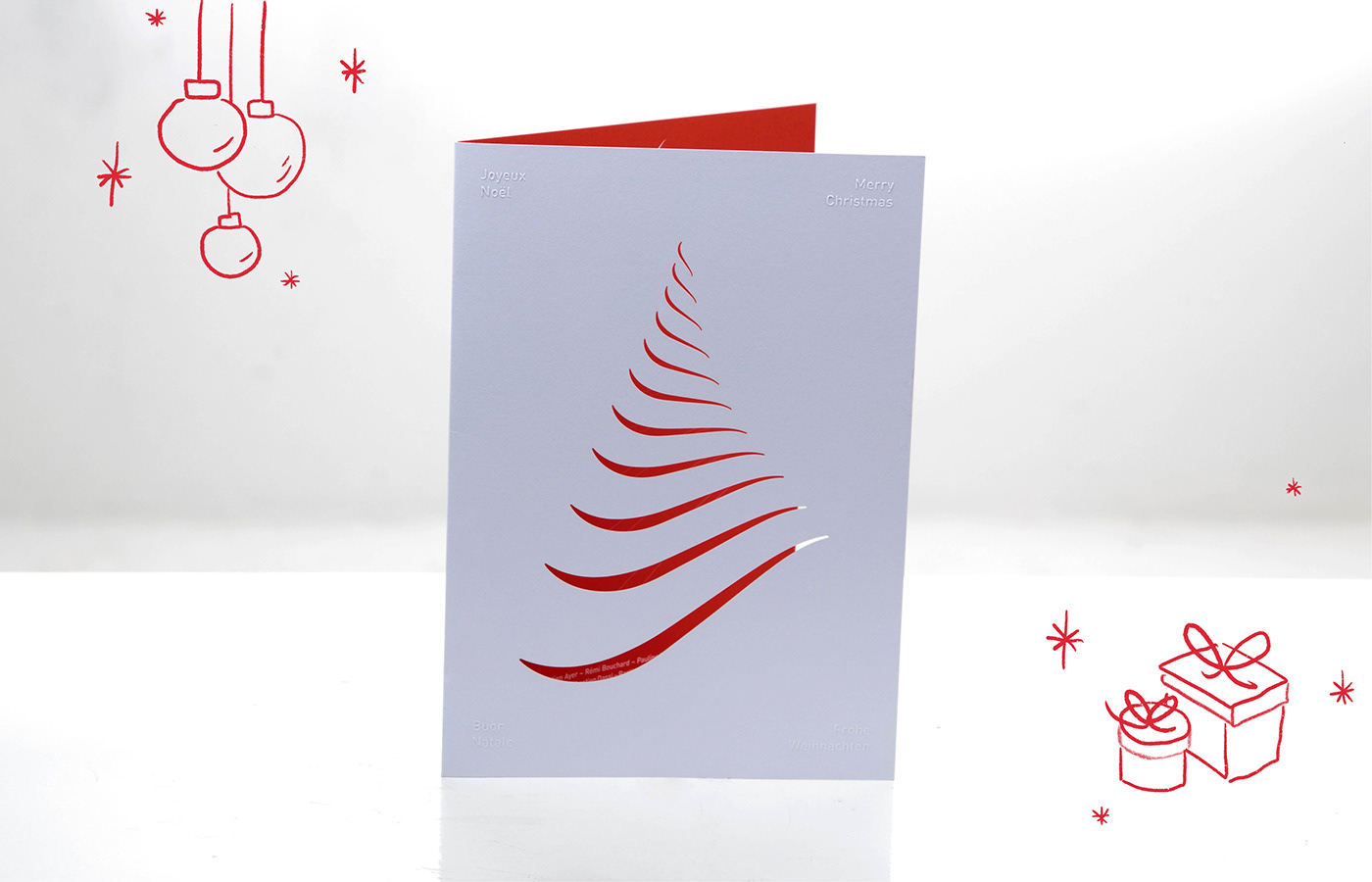 card Christmas christmas Tree cut gaufrage Invitation papier print