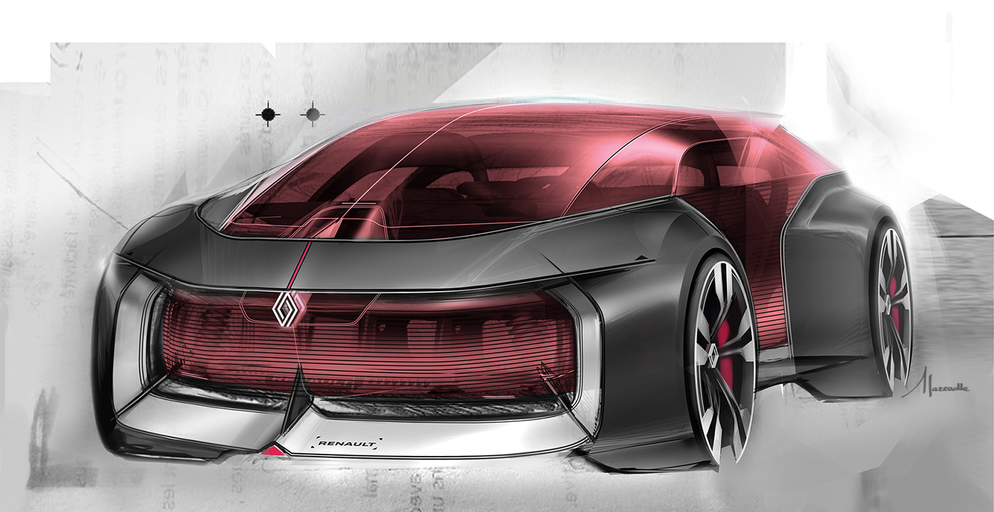 car concept design Drawing  renault sketch 3D automotive   ILLUSTRATION 