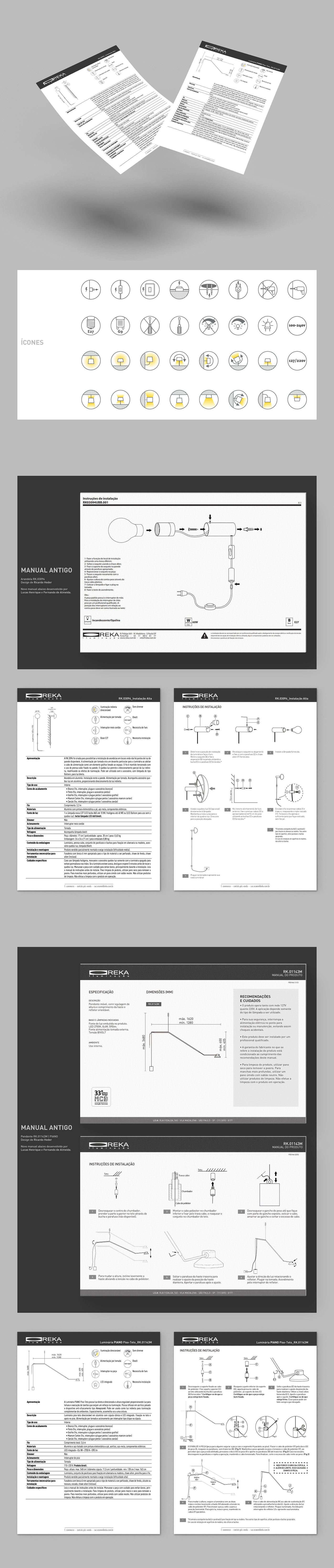 design de produto diagramação iluminação Ilustração instructions Luminarias manual de instrução product design  user guide manual