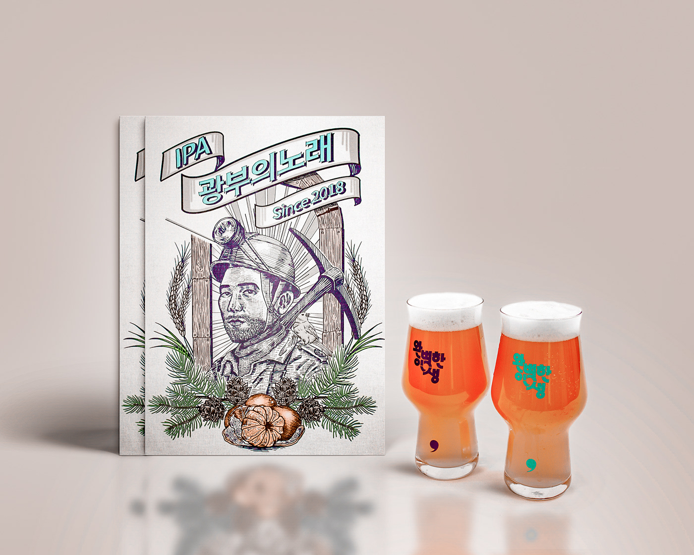 beer brewery ILLUSTRATION  graphic poster package Korea Drawing  IPA photoshop