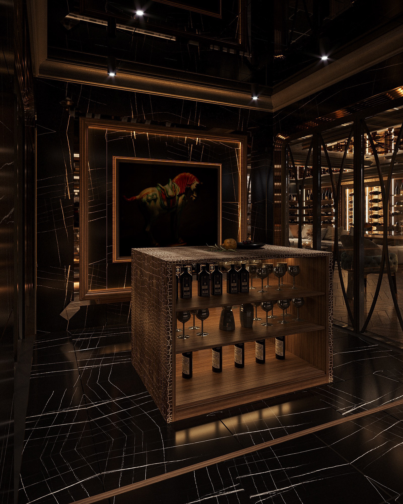 3D corona render  Interior interior design  visualization wine cellar wine cellar design