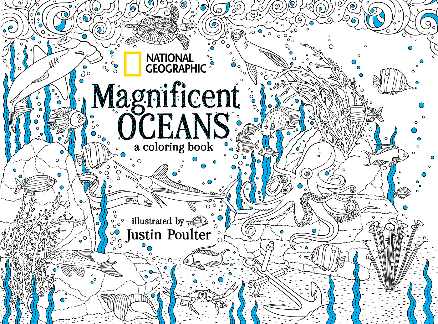 coloring book national geographic animals magnificent ocean justin poulter adult coloring book Nature