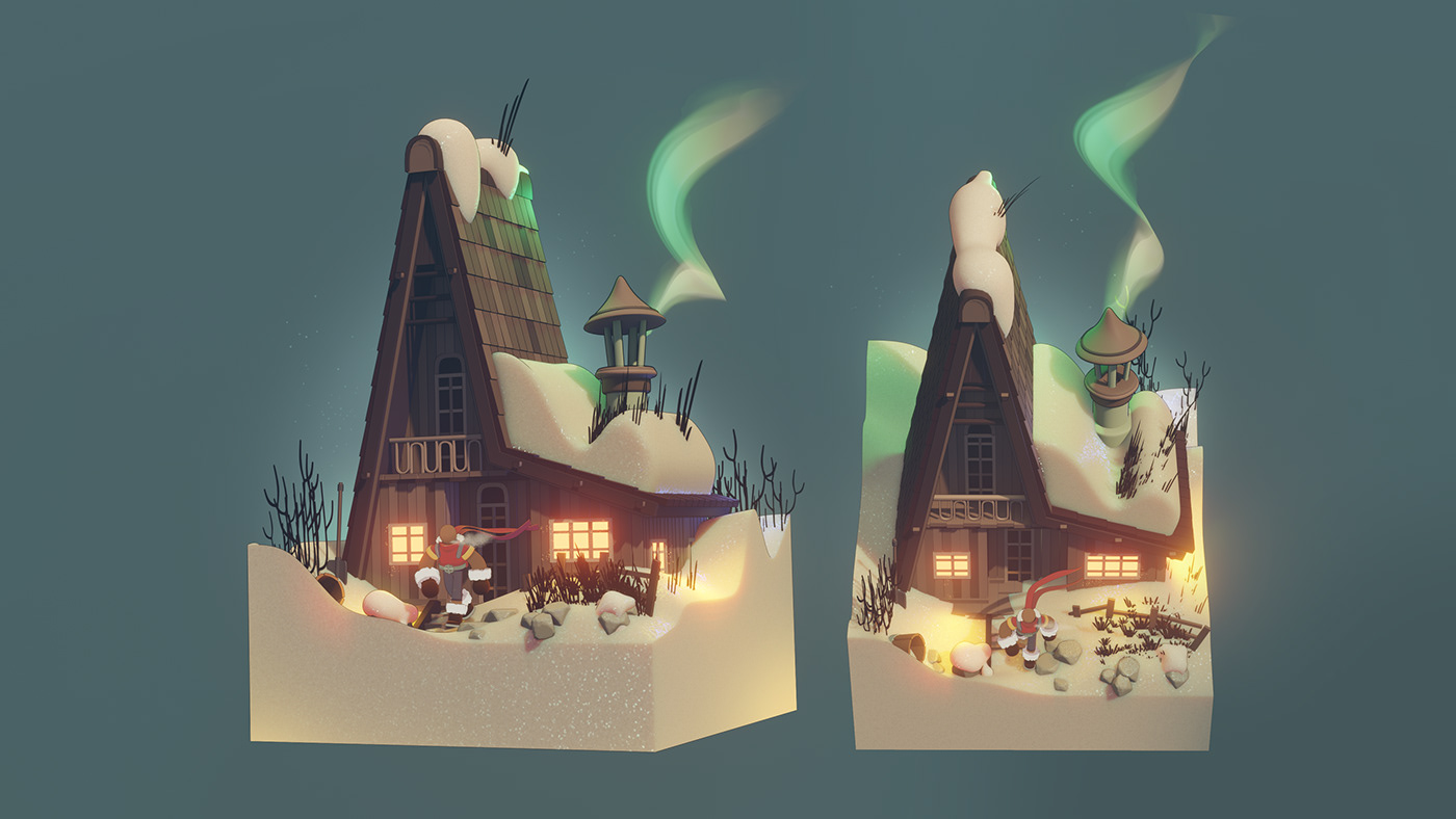 art blender Character environment Game, Landscape winter