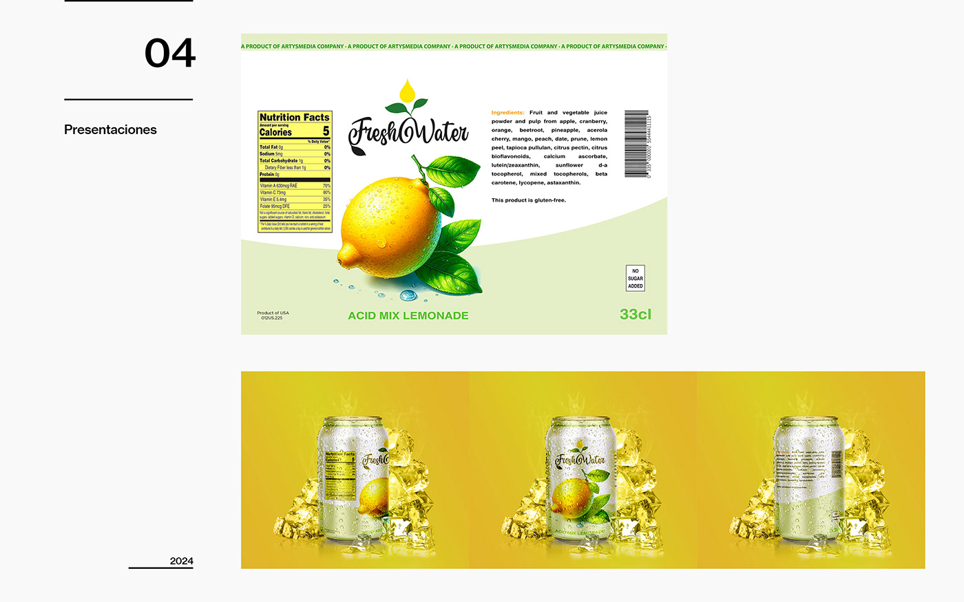 Beberage drink water cola fresh lemon Coco brand identity can Packaging