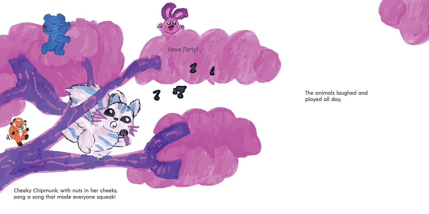 ILLUSTRATION  Kidsbook animals book design Fun Marker Drawing graphic design  furry cute 12hourbookdash