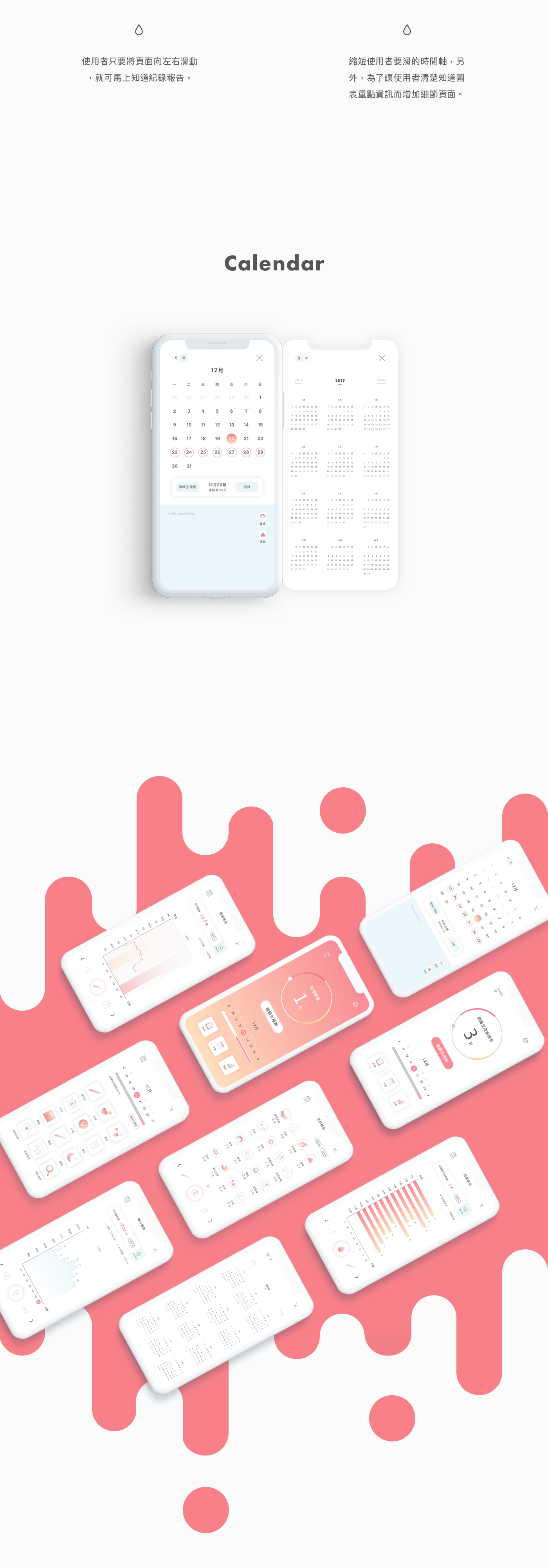 period calendar redesign UI menstruation lunation app ux mobile