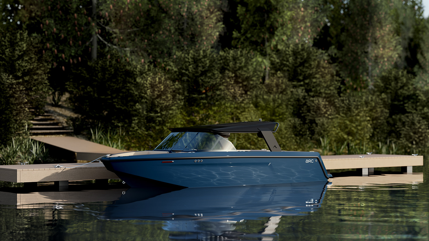boat Outdoor 3D Visualization industrial design  cinema 4d watercraft design Advertising 