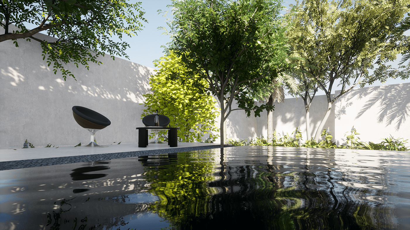 3D architecture gardening Landscape landscaping modern outdoor living Render swimming pool visualization