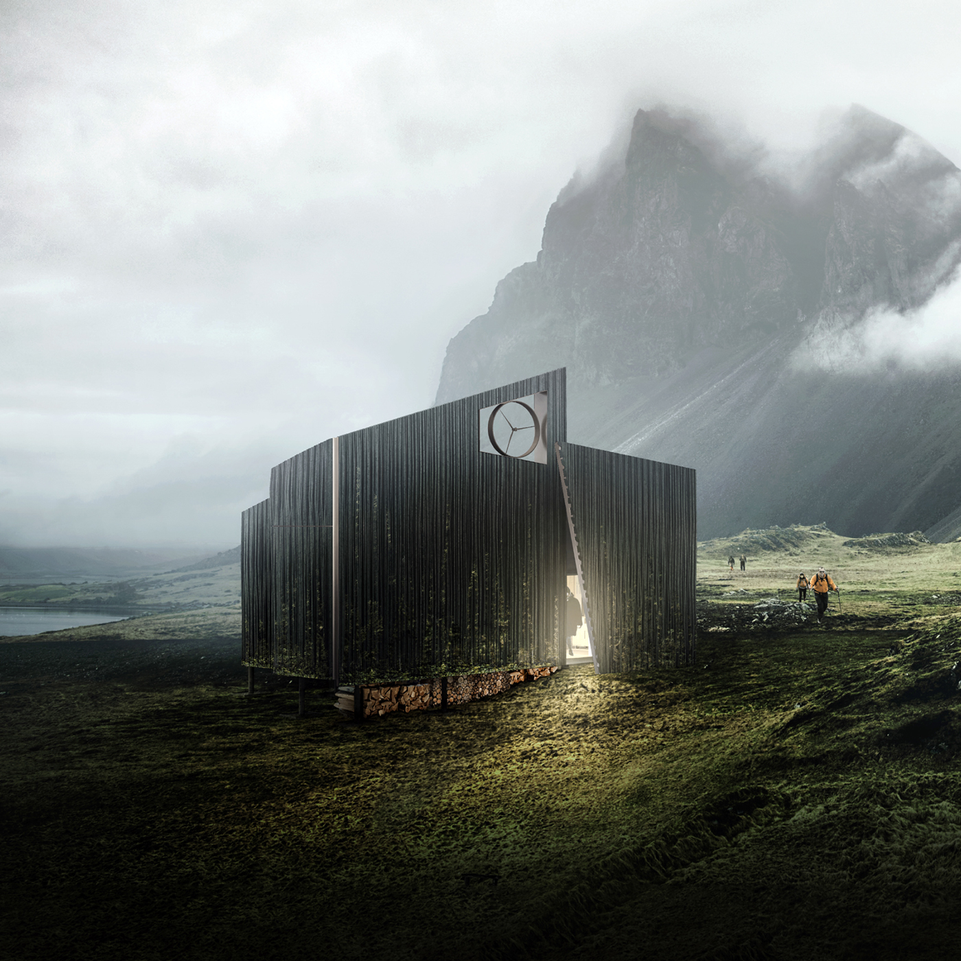 iceland trekking cabin Competition wood cabins wild Nature visualization