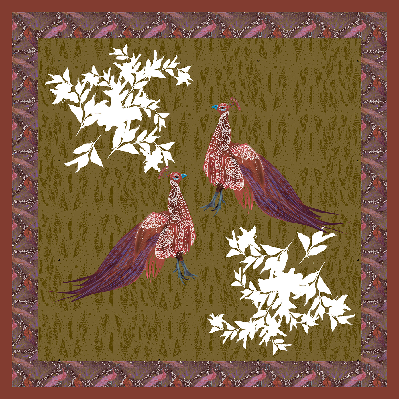 #Birdillustration #feathers #gondart #peacockbird #printdesign #stationary   #surfacepattern fabric roll textilesforthehome wallart