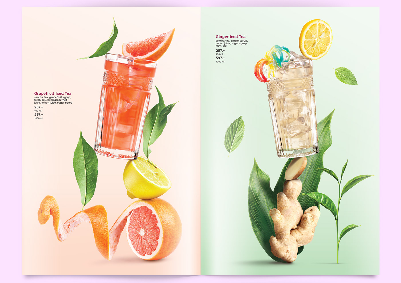 alcohol bar colorful drink fruits lemonade menu non-alcoholic pastel product
