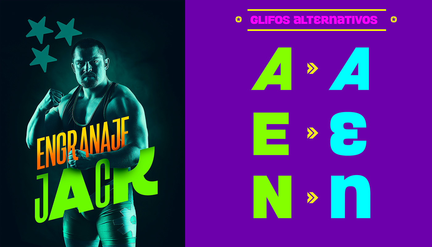 Adobe Portfolio font typography   chile type chicha colors lucha libre versus Wrestling