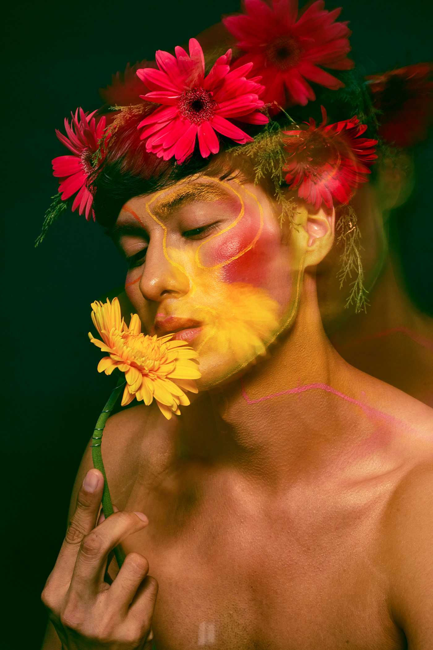 flower botanical double exposure psychedelic editorial fashion photography conceptshoot