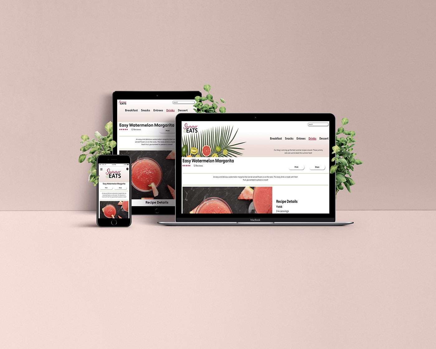 Food  git HTML pink recipe Responsive summer Webdesign