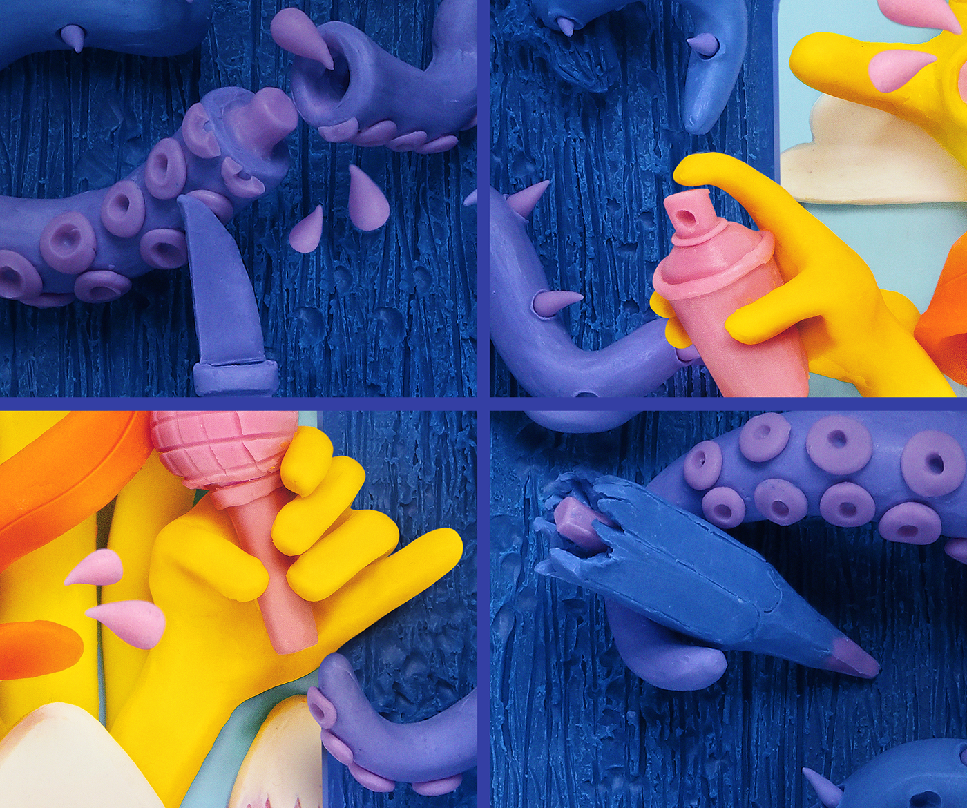 absolut Plasticine sculpture graphic tentacle handmade craft handcraft papercraft Lürzers Archive