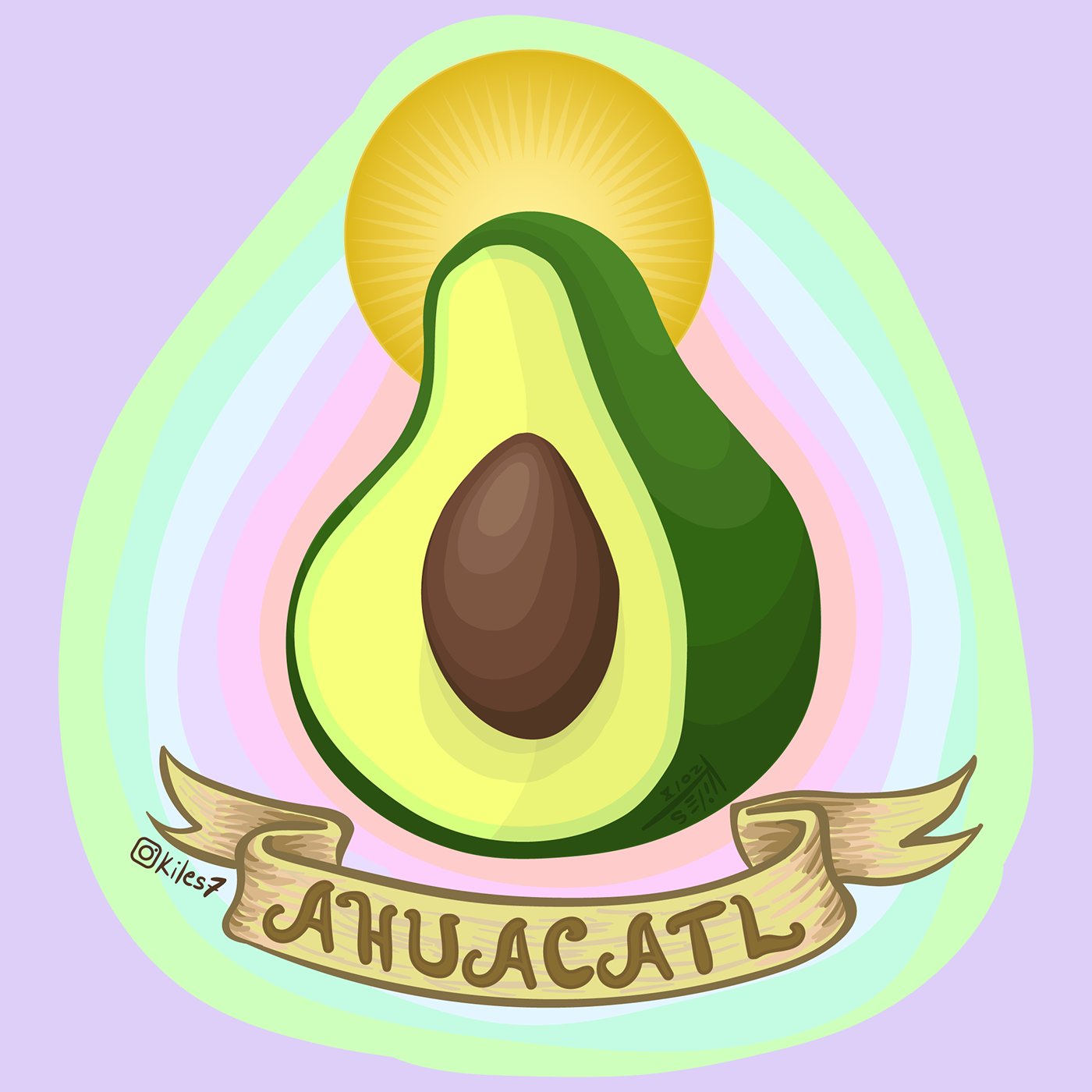 avocado aguacate graphic design  logo art Icon ILLUSTRATION  sticker holographic adobeawards