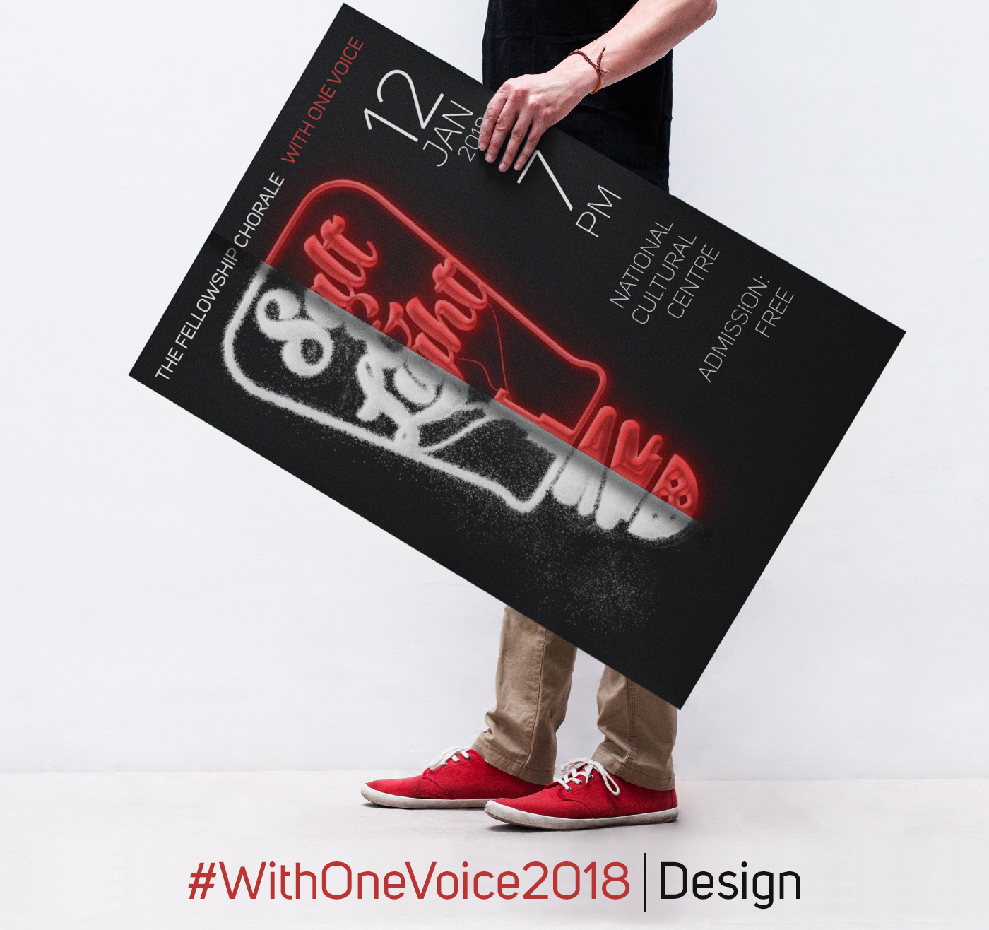 Flyer Design red black Salt light concert music With One Voice new year Logo Design