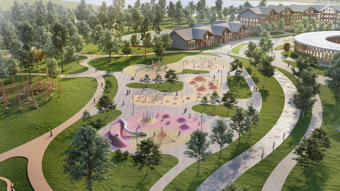 3D architect architecture Landscape Masterplan Park Project resort Urban visualization