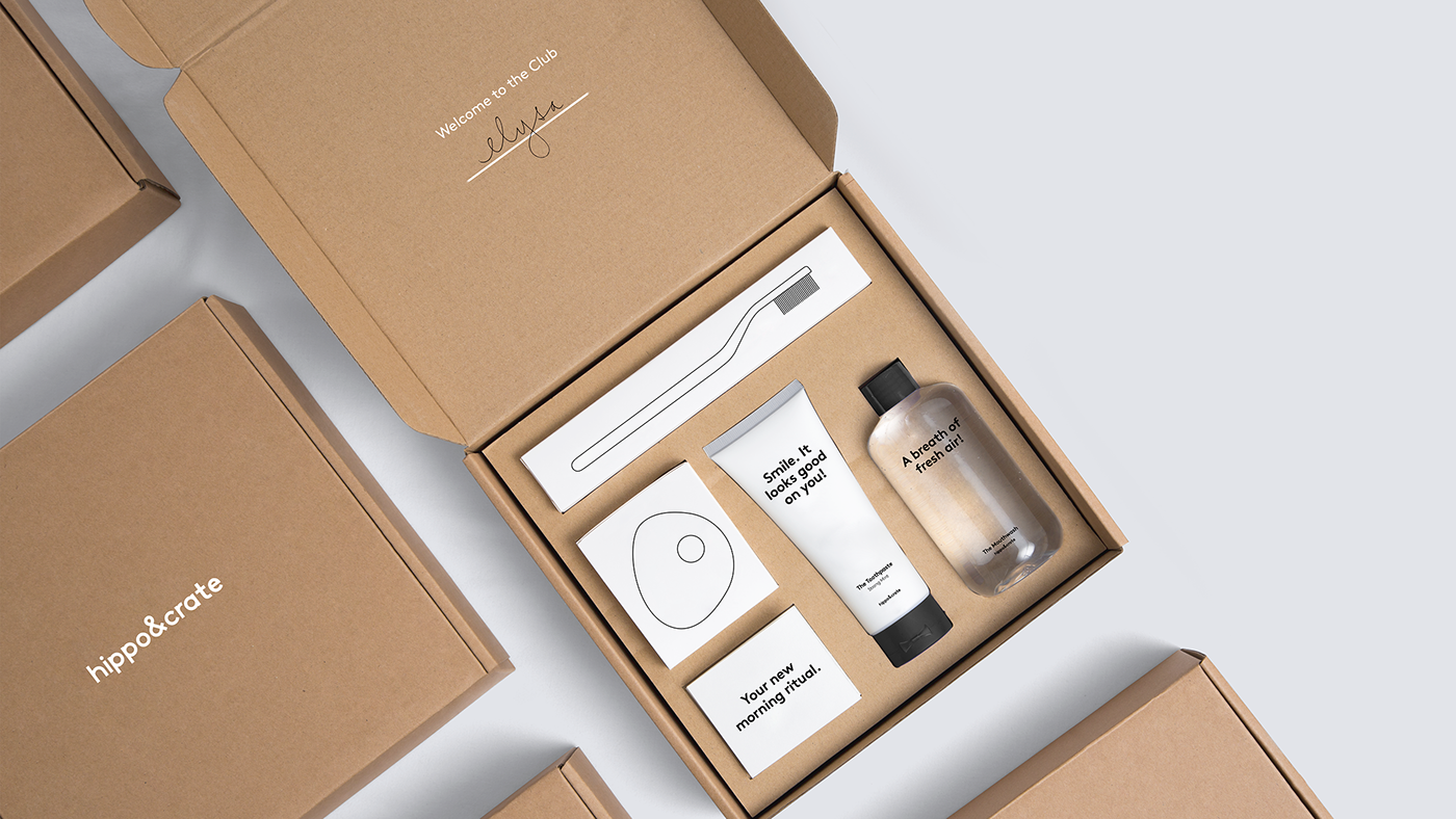 Toothcare subscription Packaging branding  crate box delivery Ecommerce toothbrush minimal