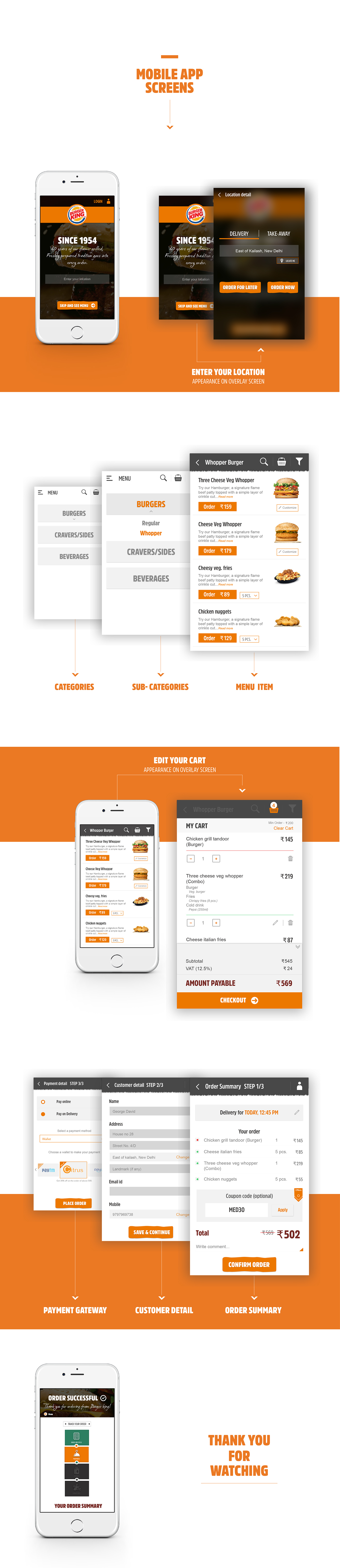 burgerking orderonline Webdesign Appdesign burger king Order Food  online mobile interaction design desktop UI