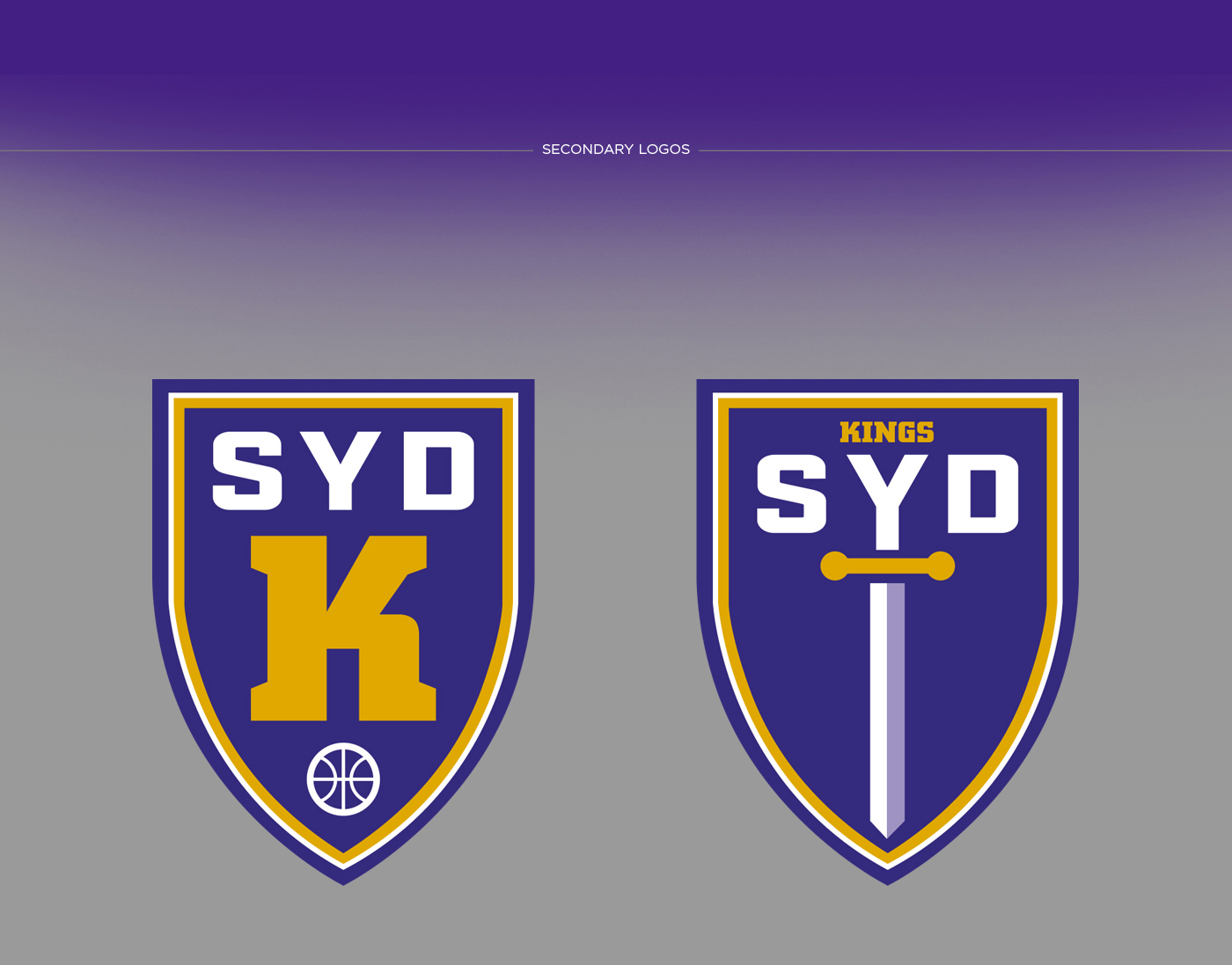 sydney kings basketball logo logos sport sports concept Rebrand purple gold king lion shield
