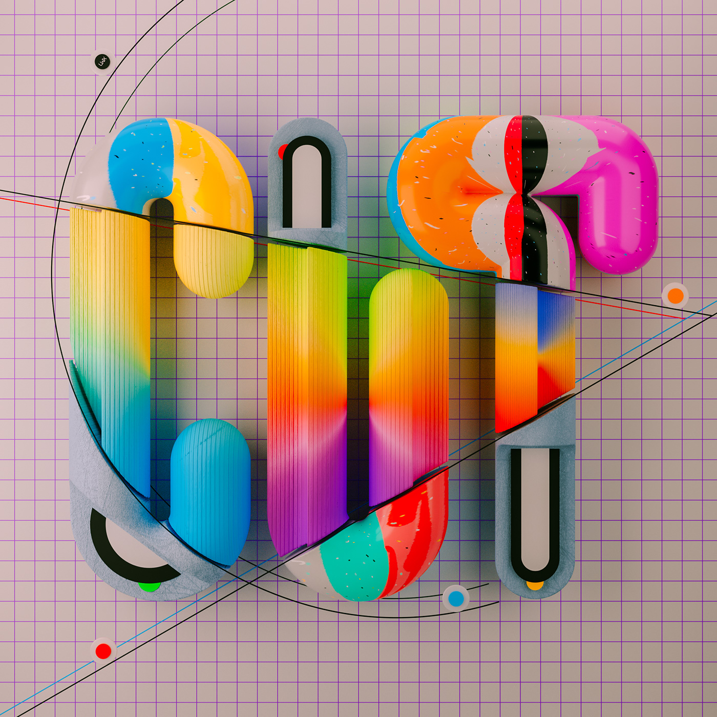 3dart 3dsculpture 3DType colorful cut handmadetextures line art scissors typography   vector