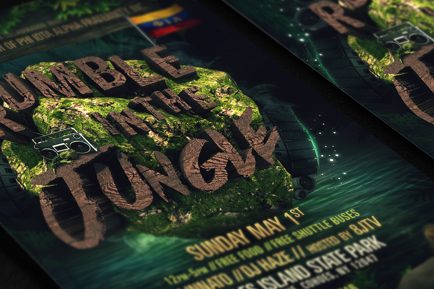 jungle fuerza latina latino Albany University College Event social cinema4d festival Nature 3D typography
