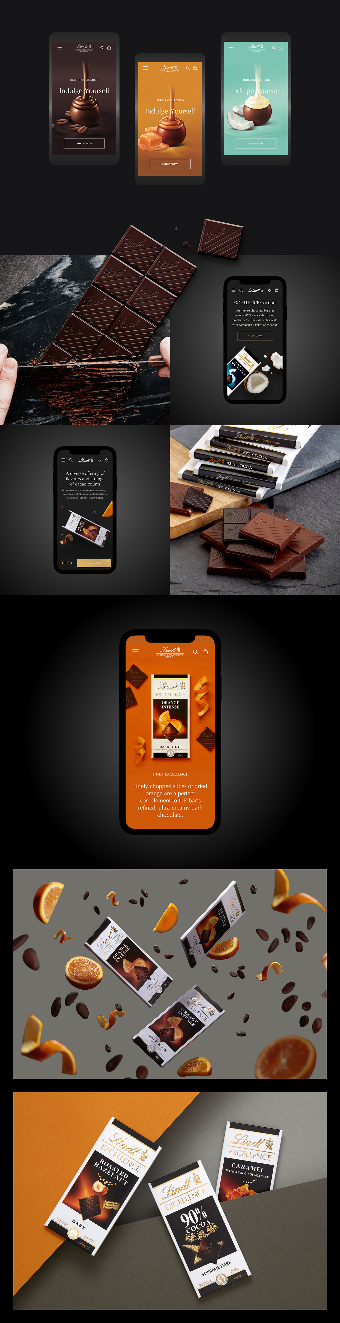 chocolate digital Ecommerce Global luxury mobile UI ux Web Design  design
