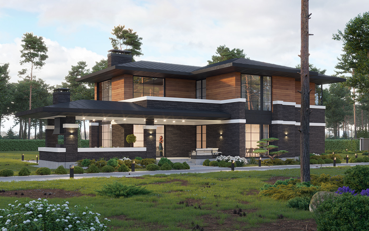 house 3D exterior 3ds max CGI archviz Render corona visualization architecture