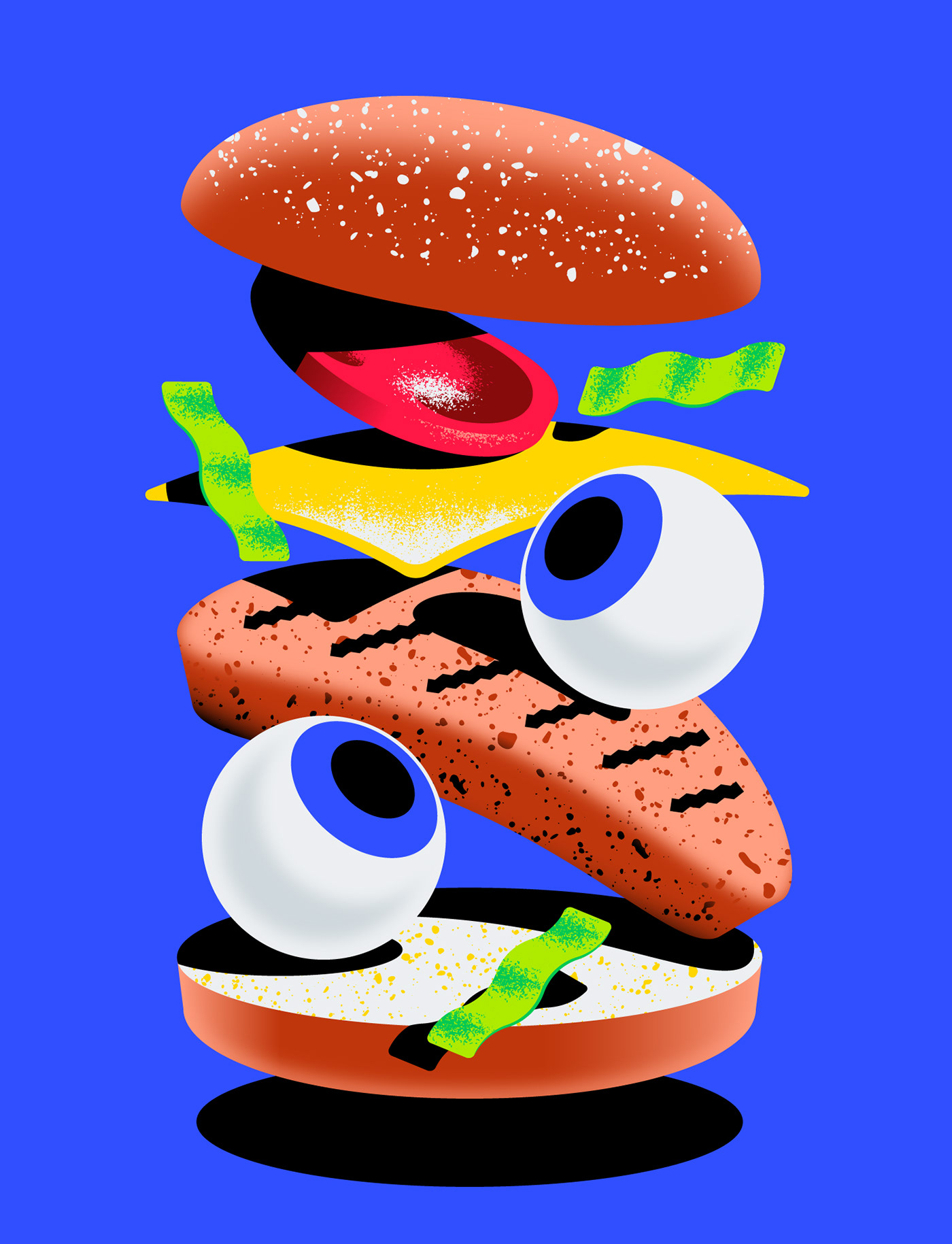 burger cheddar eyeball Fast food hamburger hot dog lattuce panino sandwich Tomato