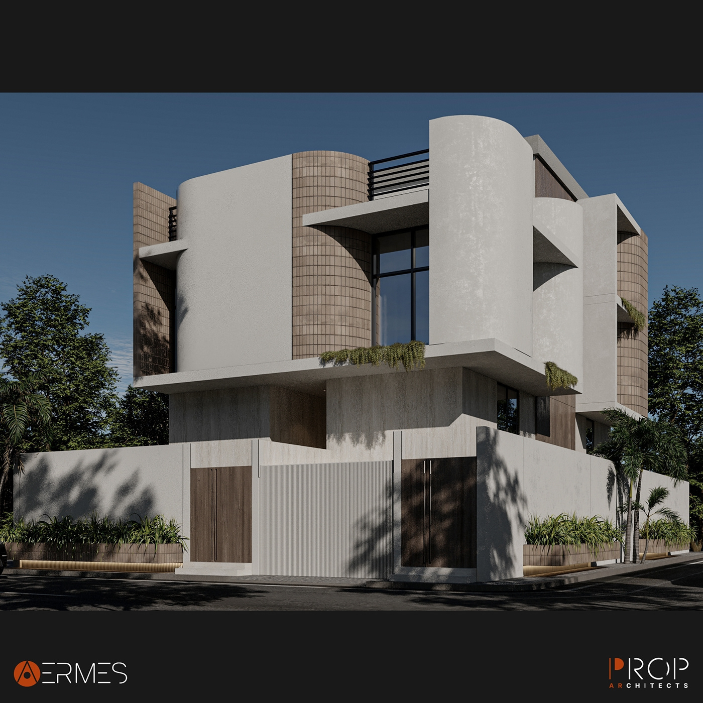 visualization architecture Render 3ds max modern corona exterior villa design redesign night