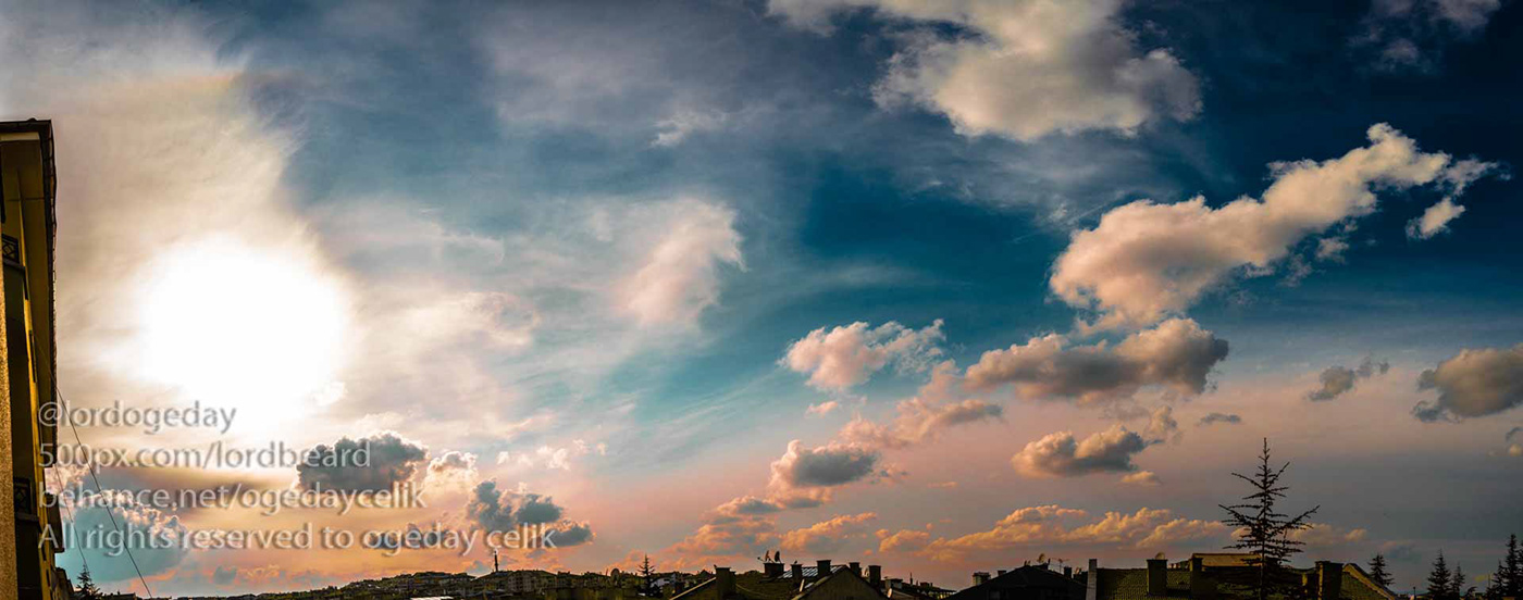 panorama Photography  sunset cloudscape golden hour Viewfinder clouds cityscape skyscape retouch