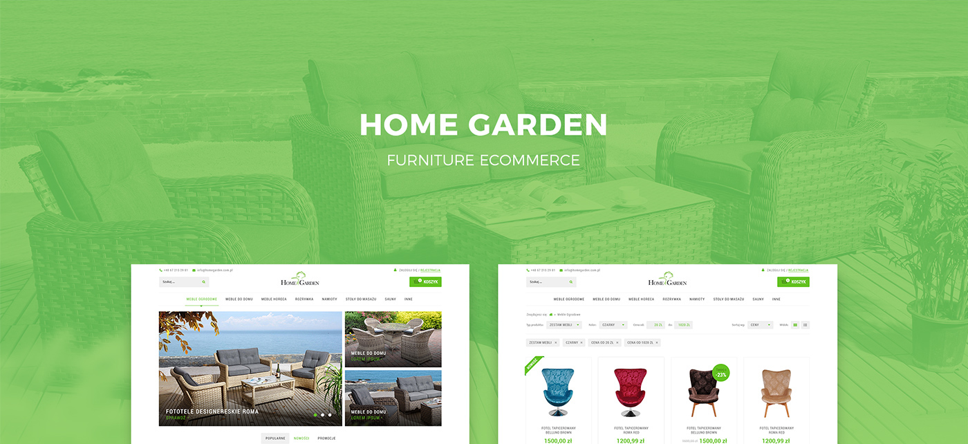 Ecommerce shop design furniture home garden Web chair sale cart