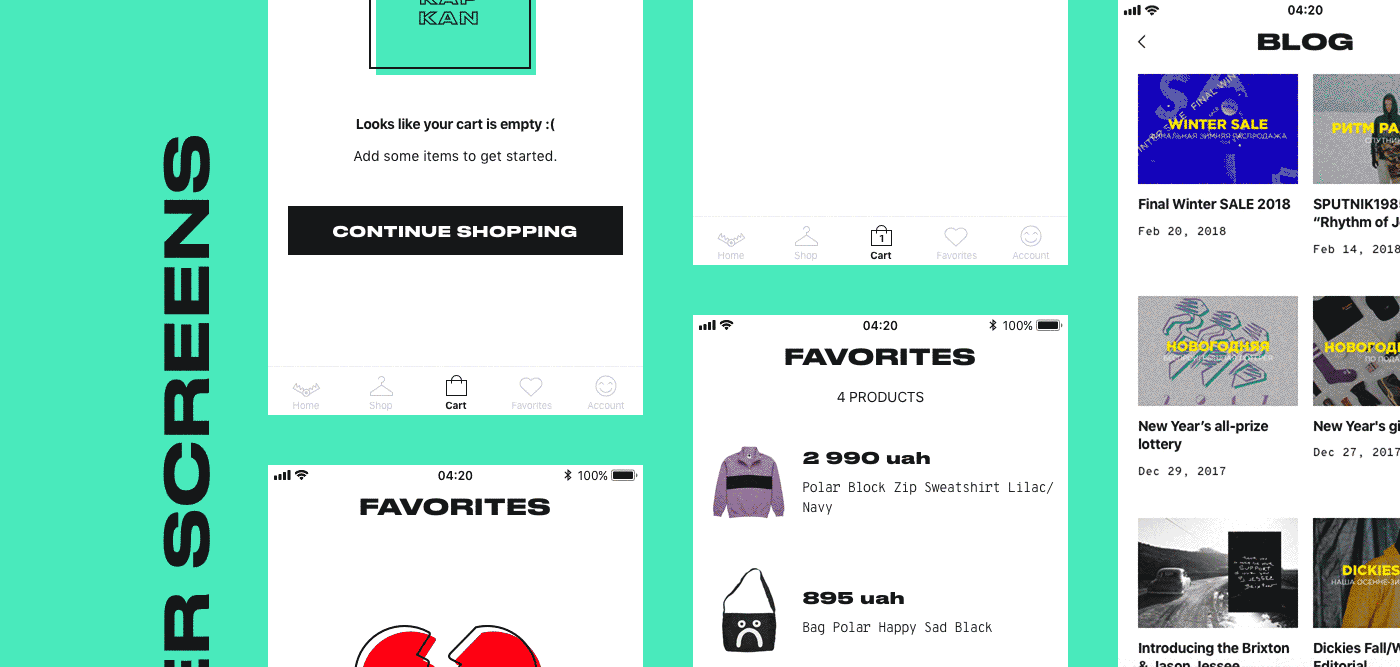 app Clothing e-commerce ios kapkan shop streetwear UI ux