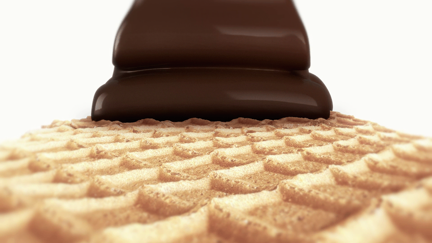 wafer chocolate 3D CGI tyFlow vray 3dsmax crack pouring tabletop