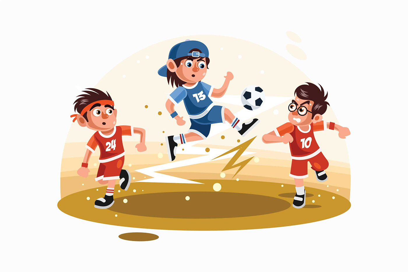 cartoon football ILLUSTRATION  kids new playing soccer student Style vector