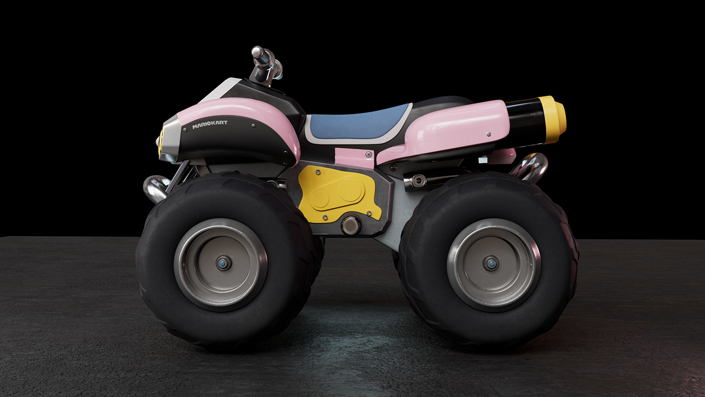 3d modeling Fan Art Game Art mariokart Maya Princess Peach Prop Modeling quadbike toy Vehicle