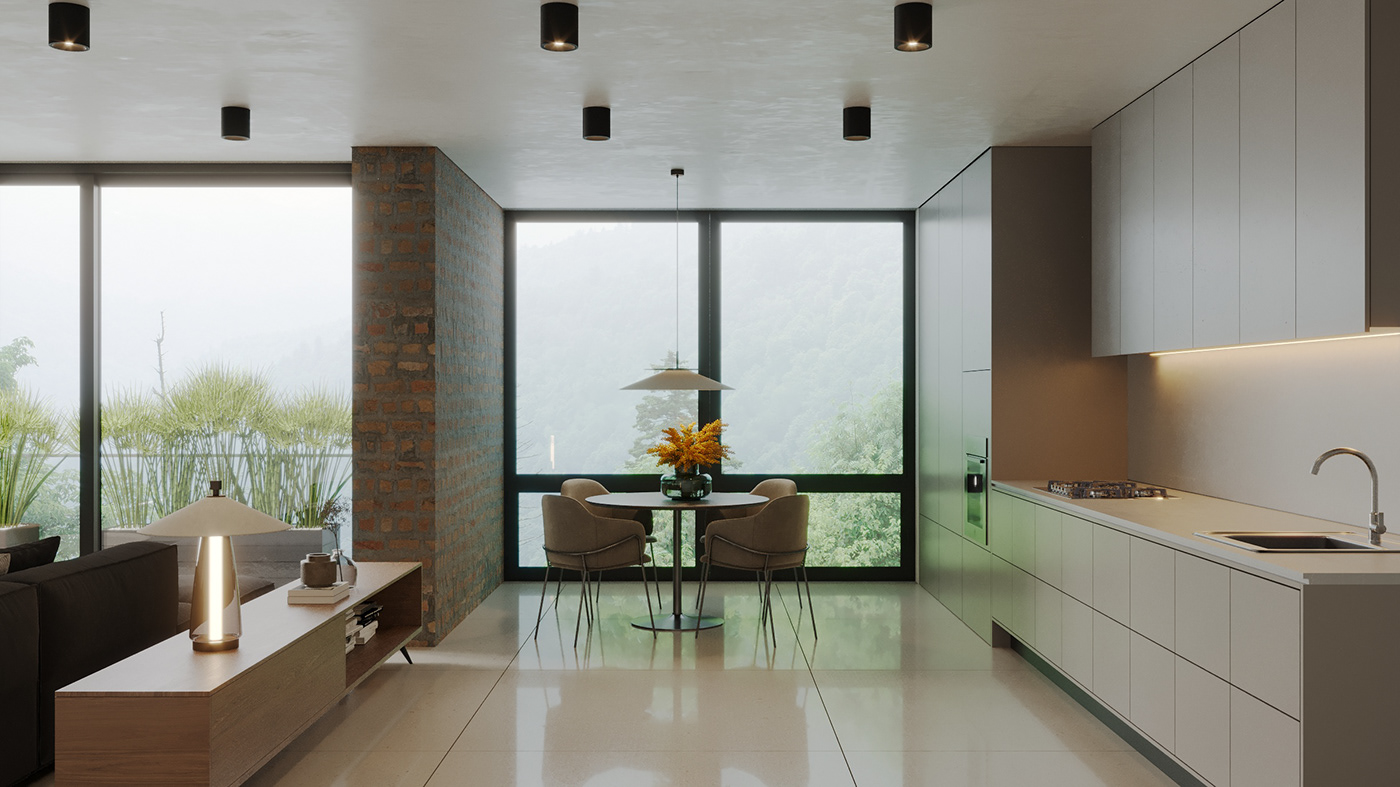 minimal modern apartment house architecture 3ds max Render Inside Design