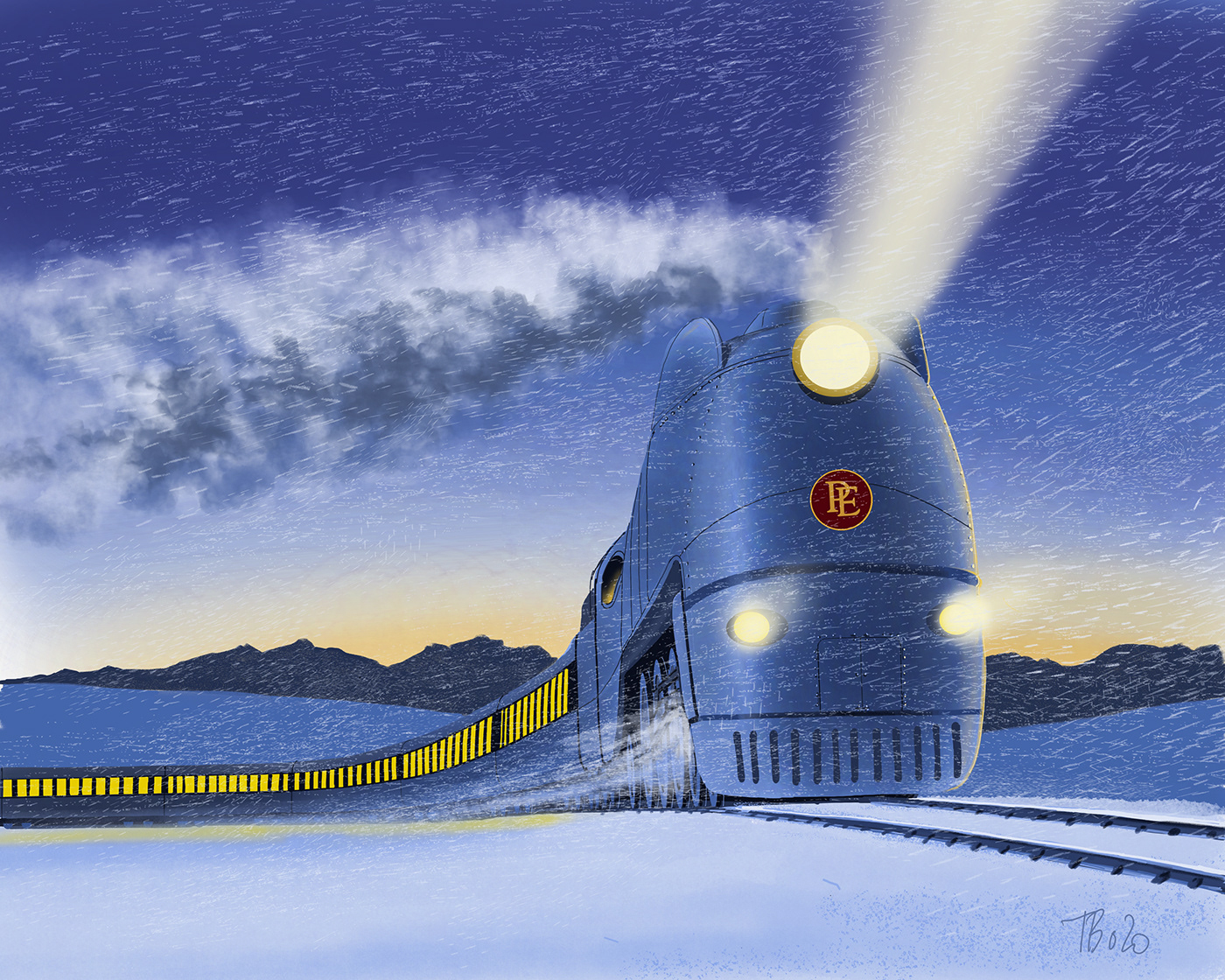ILLUSTRATION  polar steamtrain winter