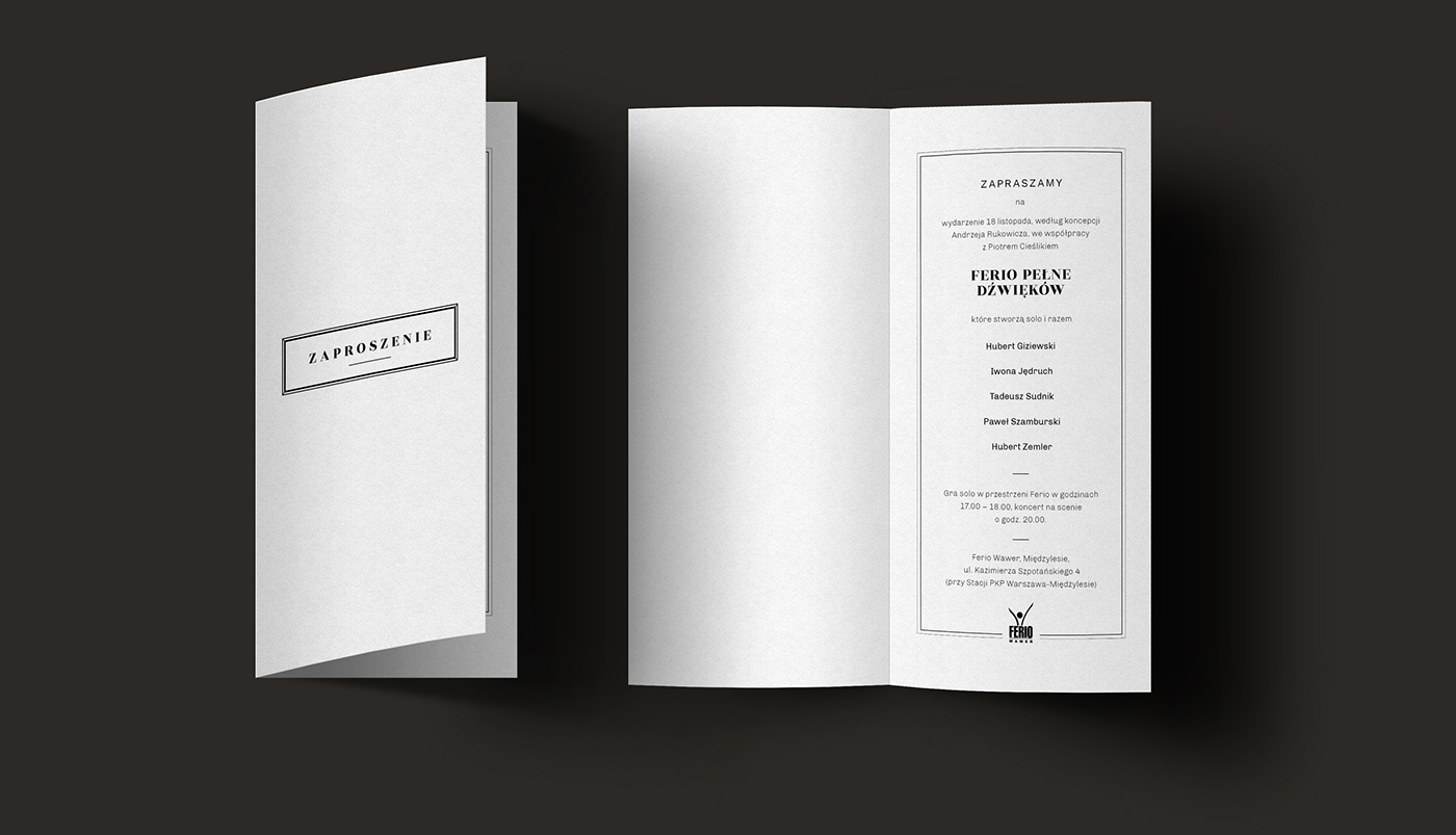 Invitation Violin concert Classic simple clean minimalistic print leaflet b&w