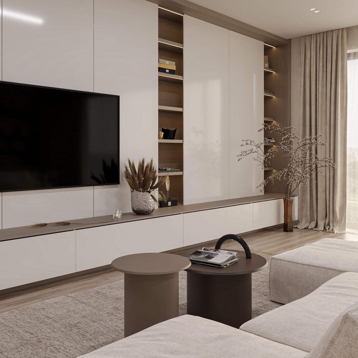 Scandinavian studio living room Scandinavian design visualization interior design  minimalist
