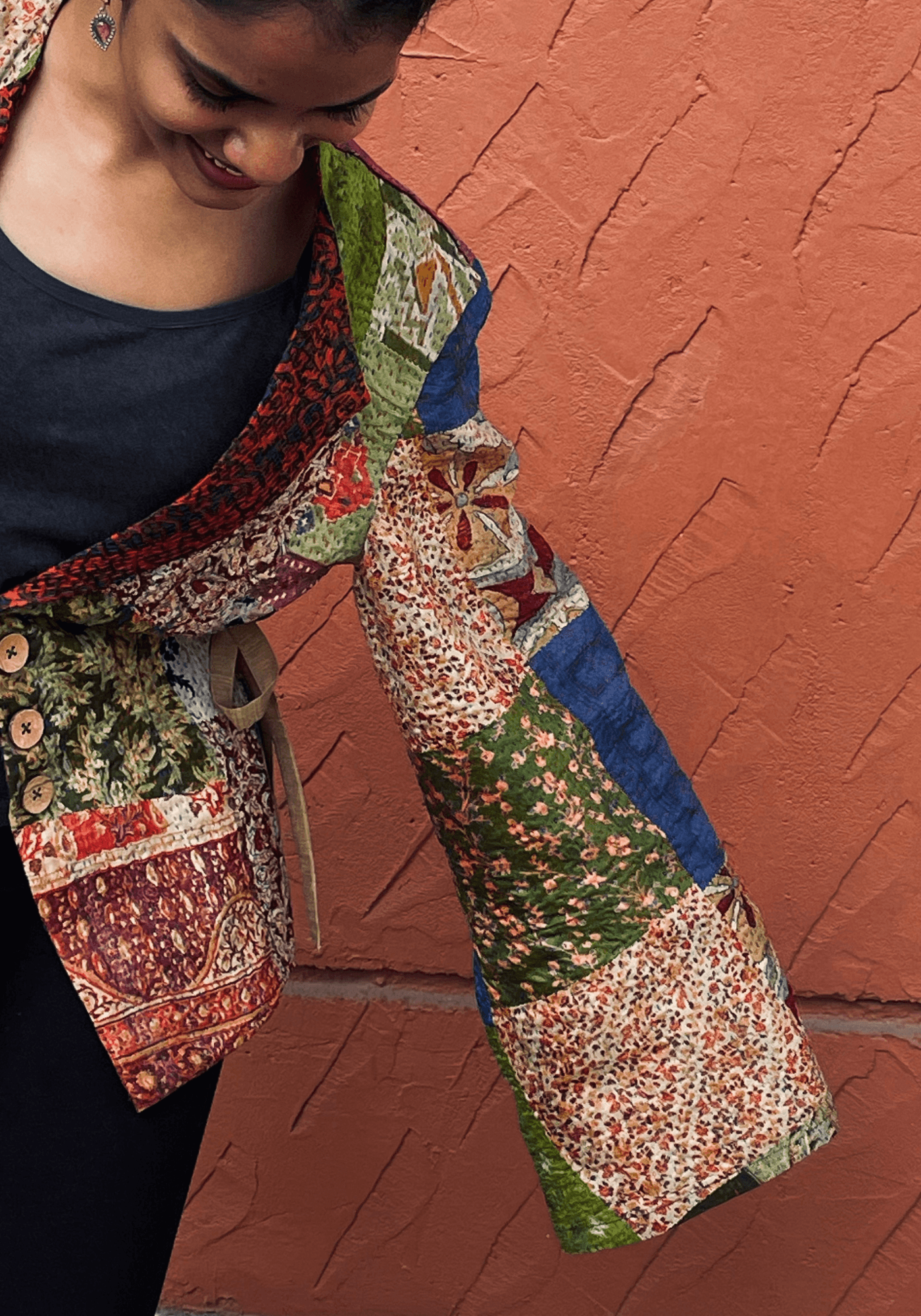 Fashion  patchwork textile design  Textiles indiancrafts fashion design Sustainability Sustainable womenswear indiantextiles