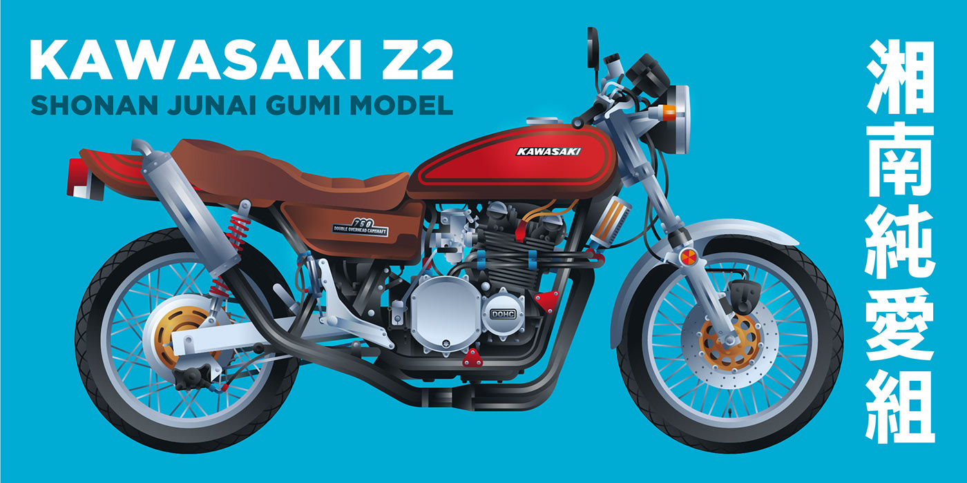 anime Geometrical gradients Great Teacher Onizuka gto Kawasaki manga motorbike shonan junai gumi vectors