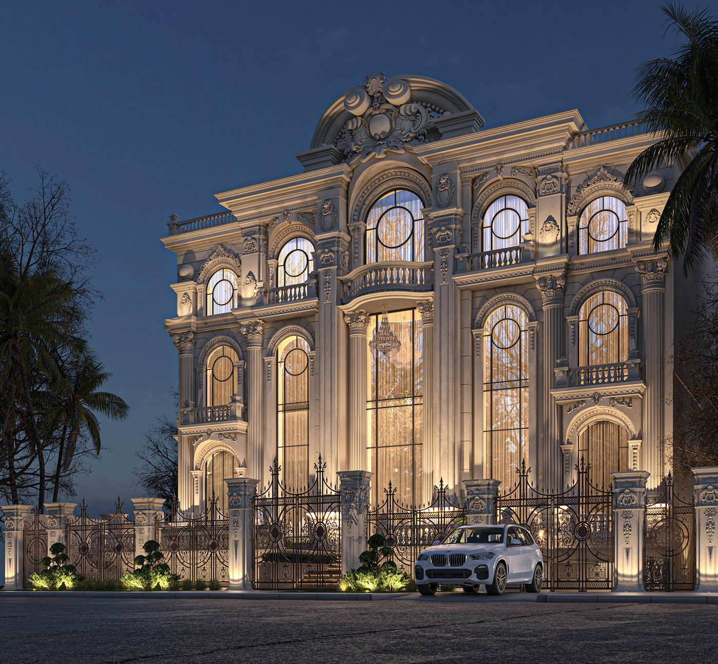 architecture Classic design dubai exterior facade Kuwait Render Villa visualization