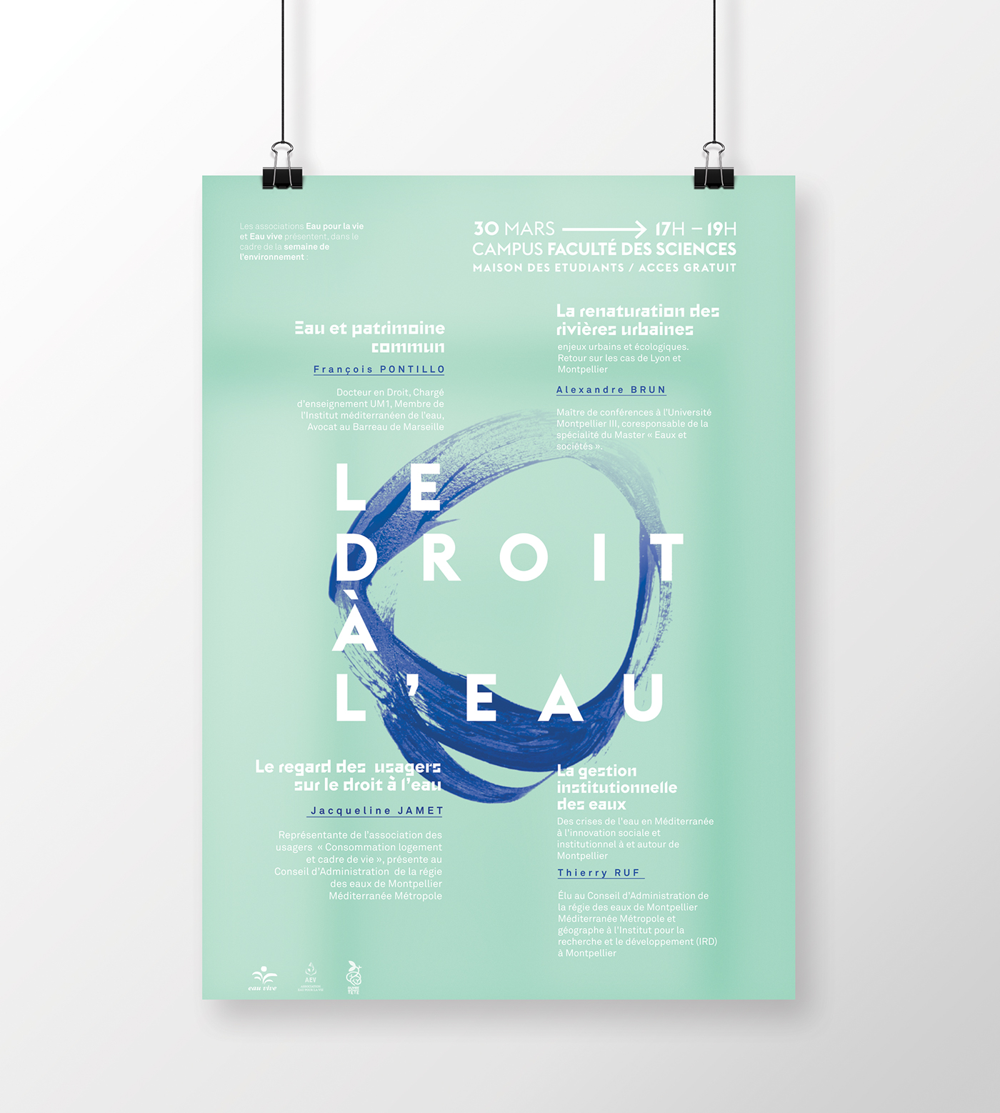 affiche poster Poster Design eau conference gris studio droit a l'eau water print poster right