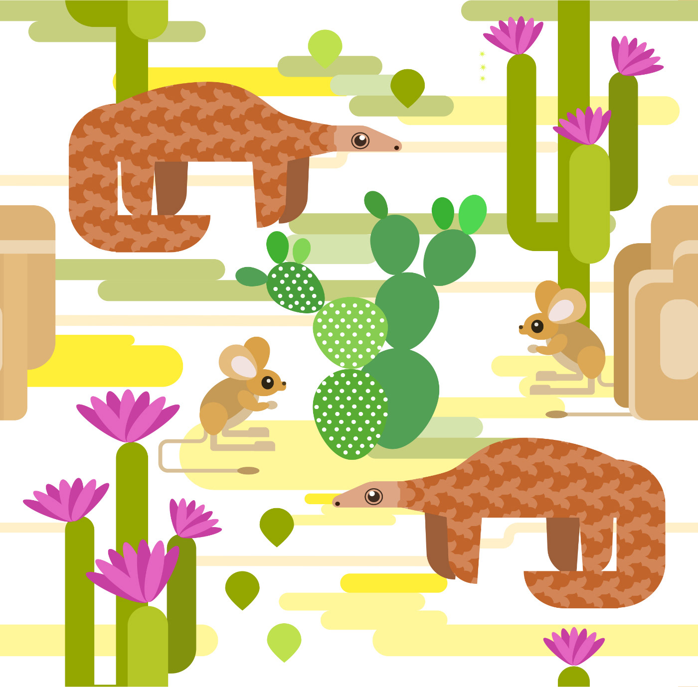 colorful flat illustration ILLUSTRATION  pattern vector animal cartoon children Nature Packaging