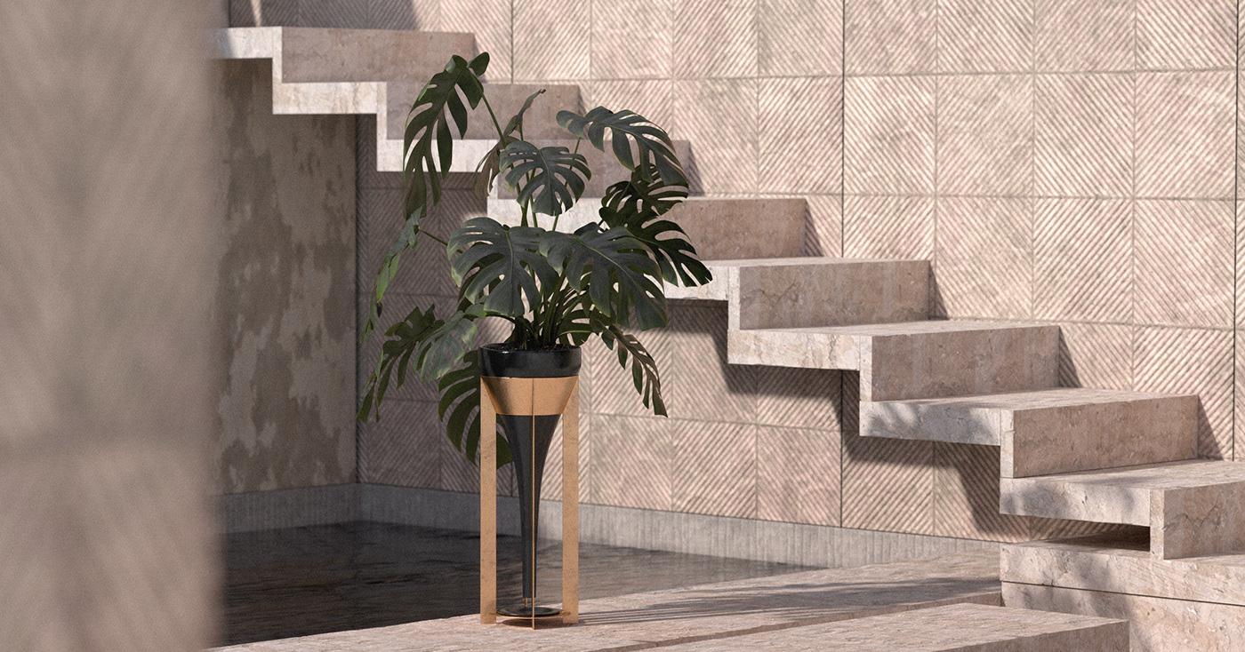 3D architecture design furniture graphic Interior luxury pot product Render