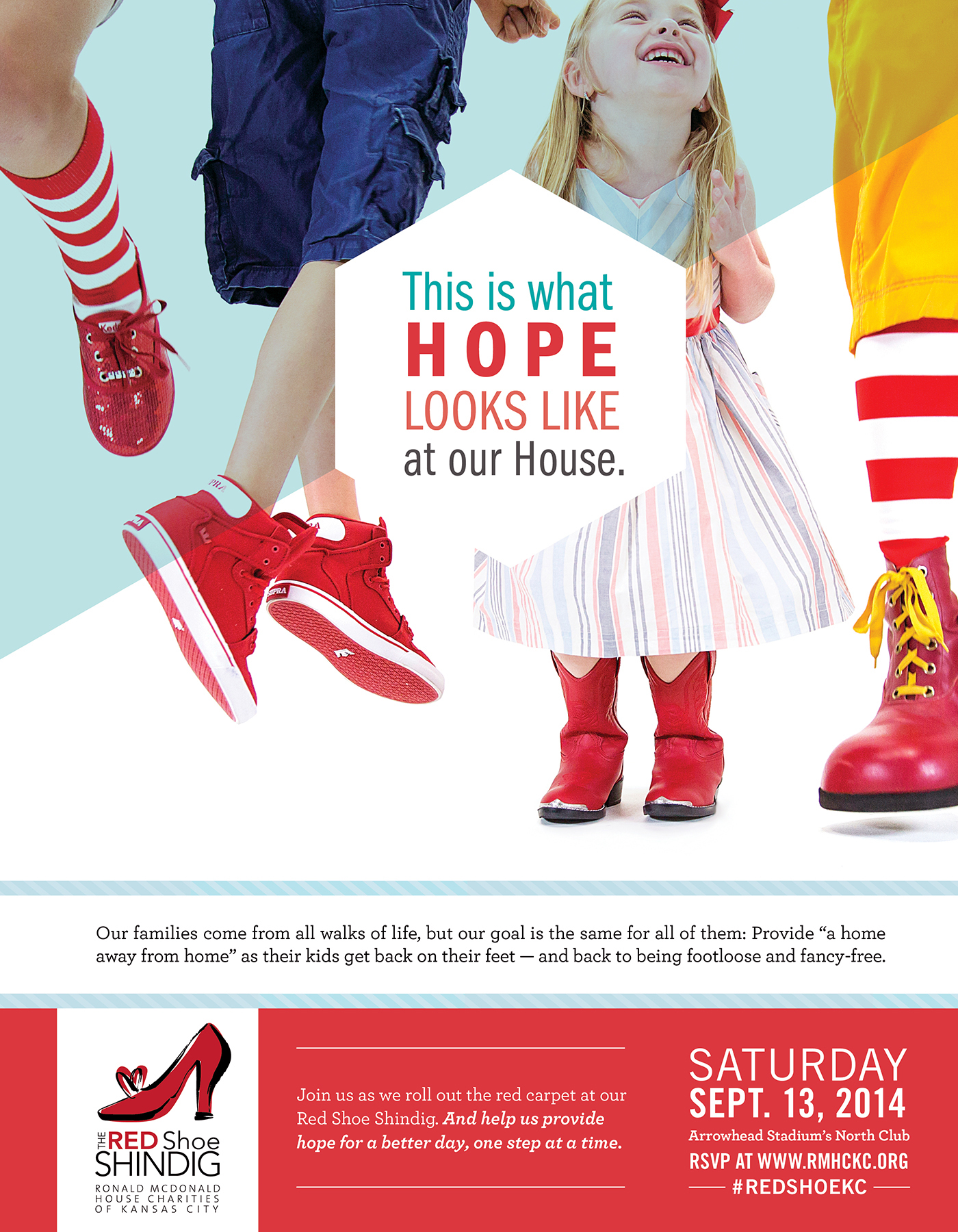 Ronald McDonald House Red Shoe Shindig Charities Kansas City fundraiser Invitation Direct mail