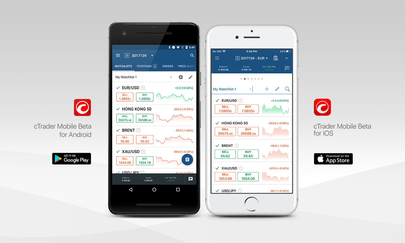 cTrader Mobile — iOS App Design (v2.0–3.x, 2016–) on Behance